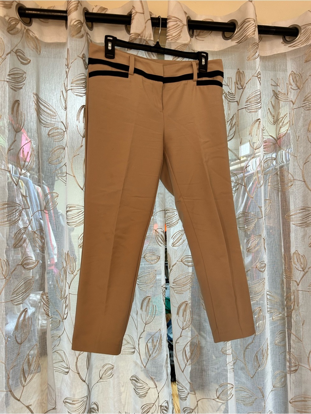 New York & Company Tan Chinos with Black Trim